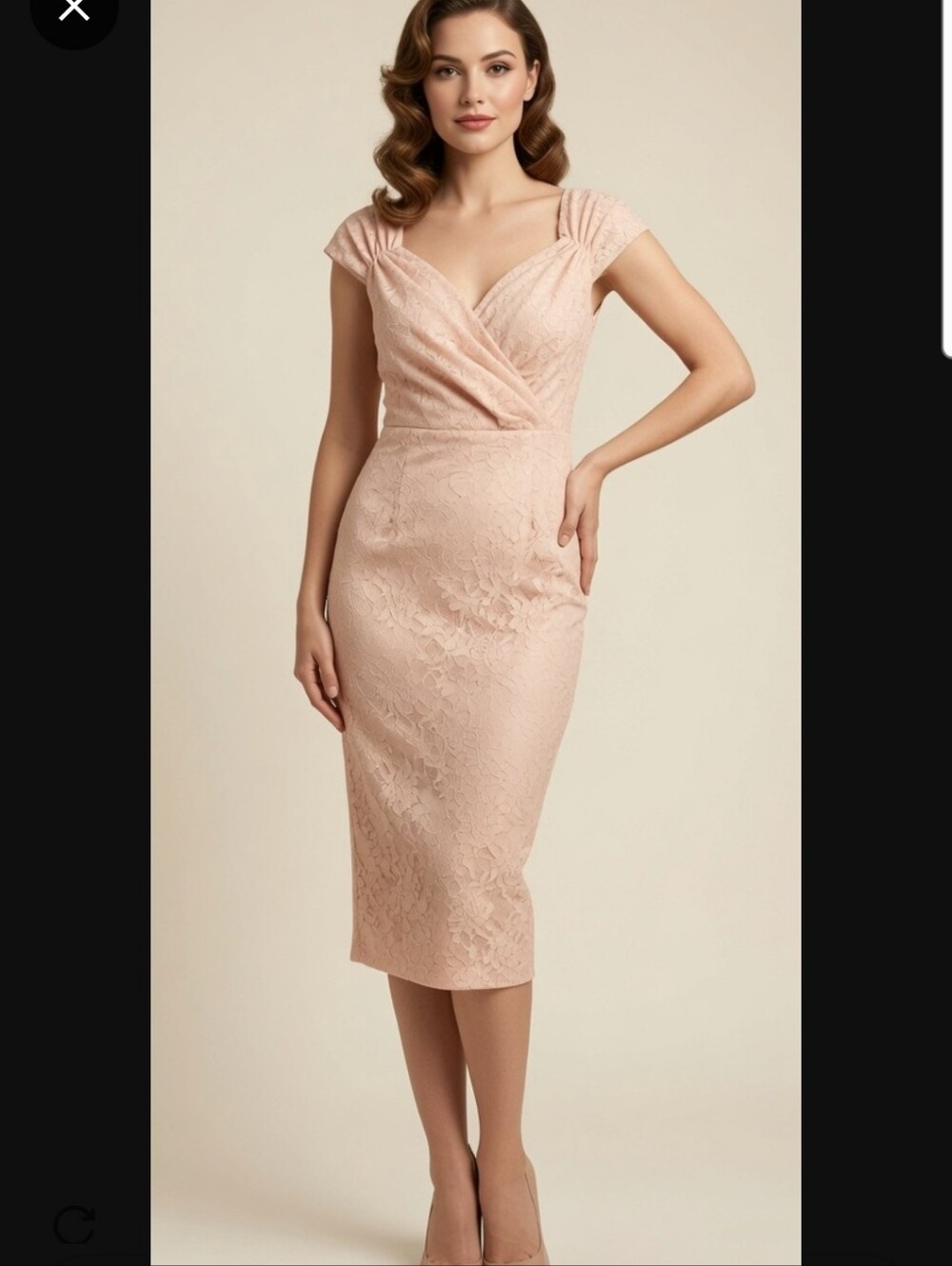 NWT Rock Steady Lace Floral Light Peach Bodycon Pin-Up Style Dress Size 1X (16)